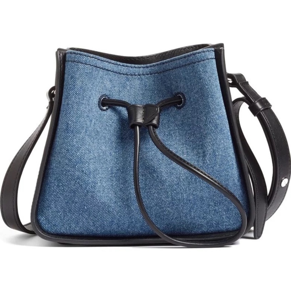 authentic  3.1 Phillip Lim Bucket Soleil Mini Drawstring Denim Cross Body Bag